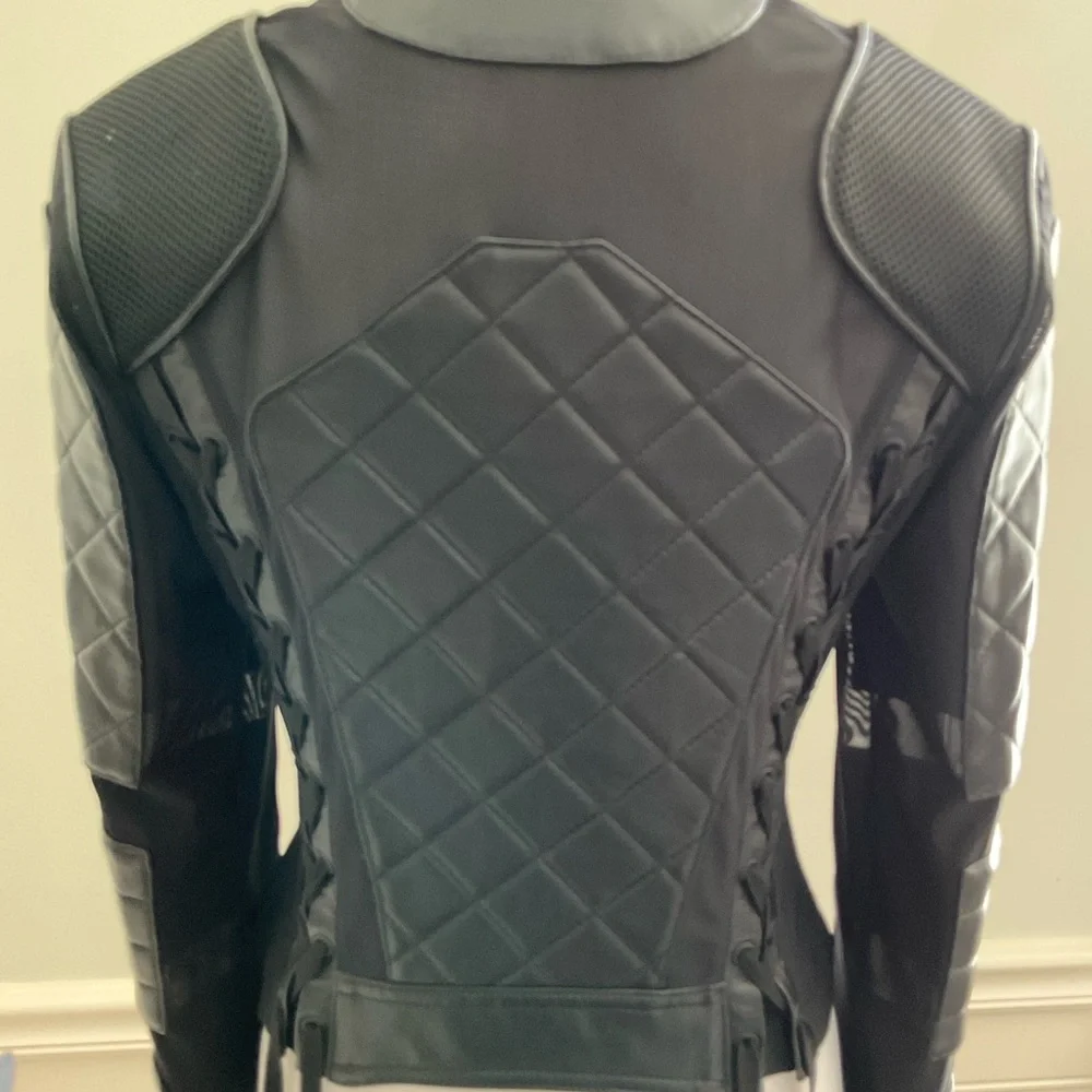 BLANC NOIR Leather and Mesh Moto Jacket NWOT size small - Picture 8 of 16